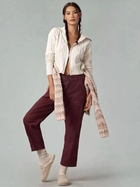 Anthropologie Pilcro The Wanderer Coated Relaxed Jeans Wine Size 29